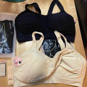 2 Truekind Daily Comfort Womens Wirefree Shaper Bra Black and Nude Size 4XL NWT